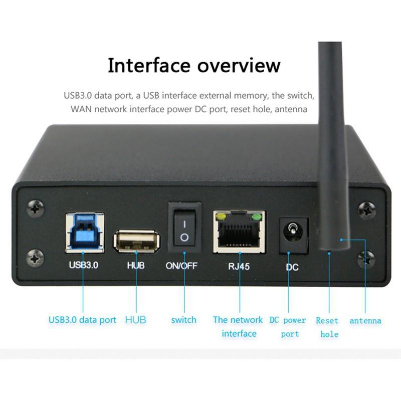 Hộp ổ cứng định tuyến wifi gắn ngoài không dây Rj45 Nas Anten Sata Usb 3.0 với giao diện 3.5 Hdd Caddy