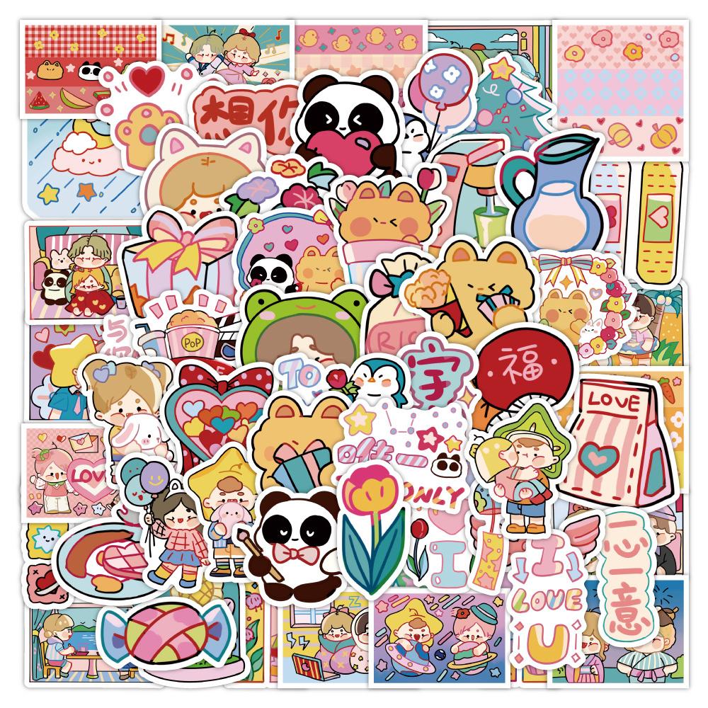 Sticker CẶP ĐÔI CHIBI hoạt hình cute trang trí mũ bảo hiểm,guitar,ukulele,điện thoại,sổ tay,laptop-mẫu S100