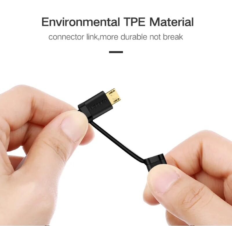 Ugreen UG30172US142TK 0.25M màu đen Thiết bị chuyển đổi USB 2.0 sang type-C và micro USB - HÀNG CHÍNH HÃNG