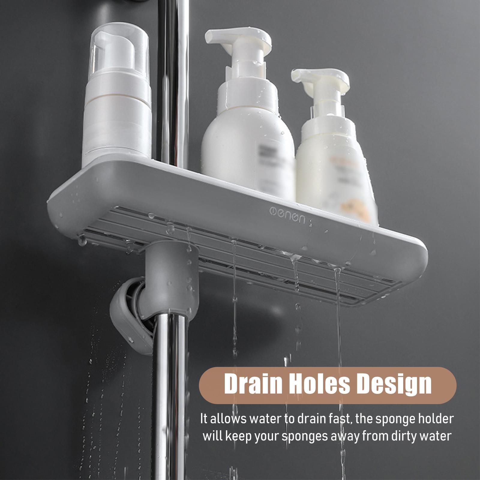 Shower Caddy Shelf Adjustable Height Shower Rack for Slide Bar Bathroom Brush Soap Organizer Rotatable Soap Storage Rack