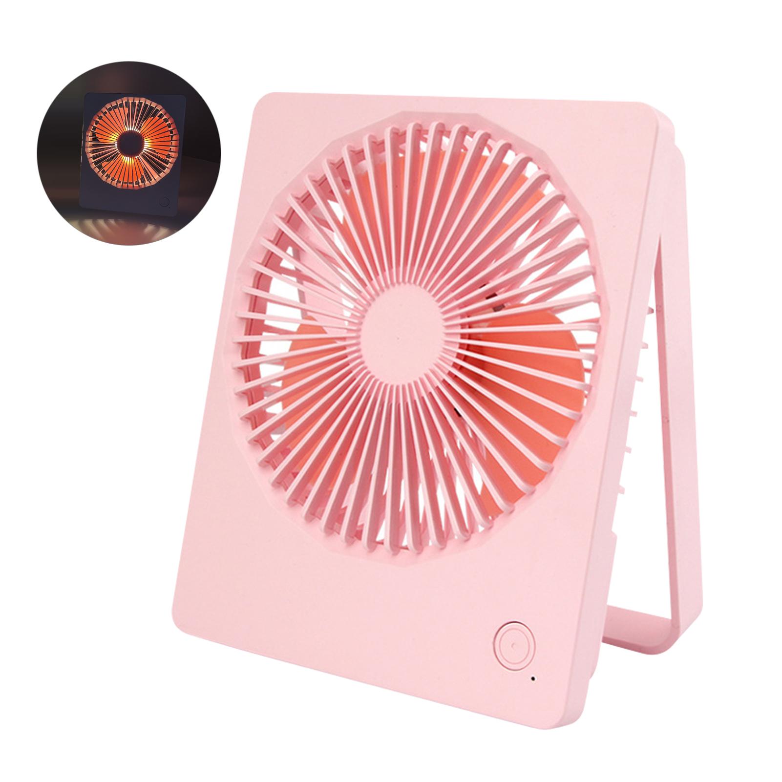 Quạt bàn cá nhân di động có đèn LED, 3 tốc độ gió sạc USB, chân đế có thể gập lại