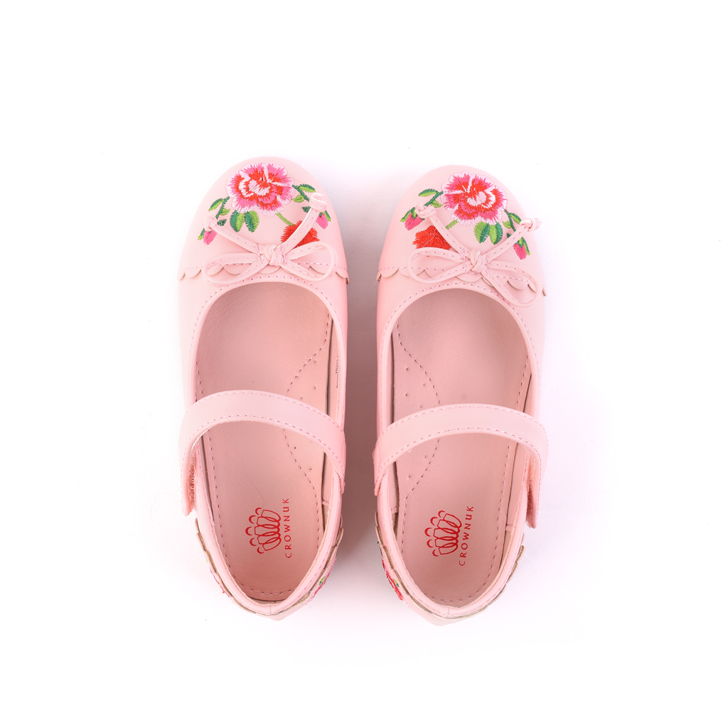 Giày búp bê bé gái Crown Space Crown UK Princess Ballerina CRUK3112 - Màu hồng