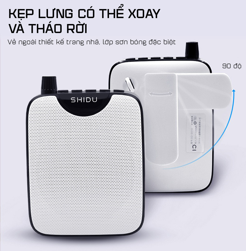 Máy Trợ Giảng Không Dây Shidu SD-M500 UHF Kèm Micro Cài Áo Có Dây - Hàng Chính Hãng