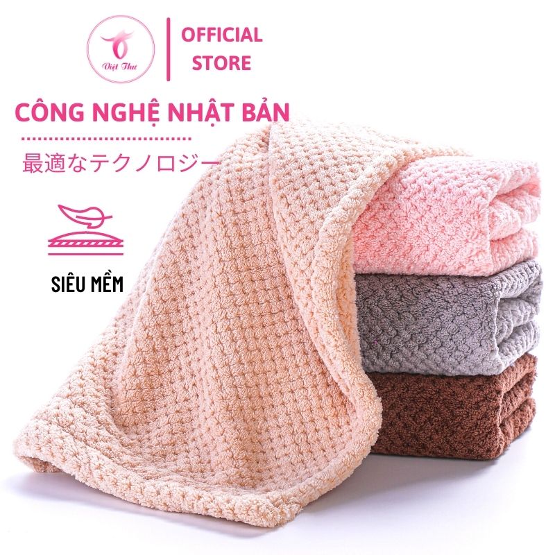 Khăn mặt cao cấp Việt Thư, khăn mặt sợi microfiber công nghệ Nhật siêu mềm, siêu thấm - Hàng Chính Hãng