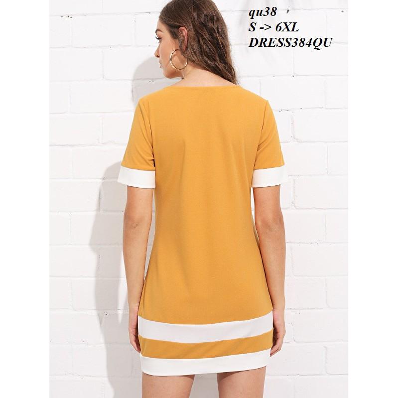 DRESS302 ĐẦM THUN SUÔNG PHỐI MÀU
