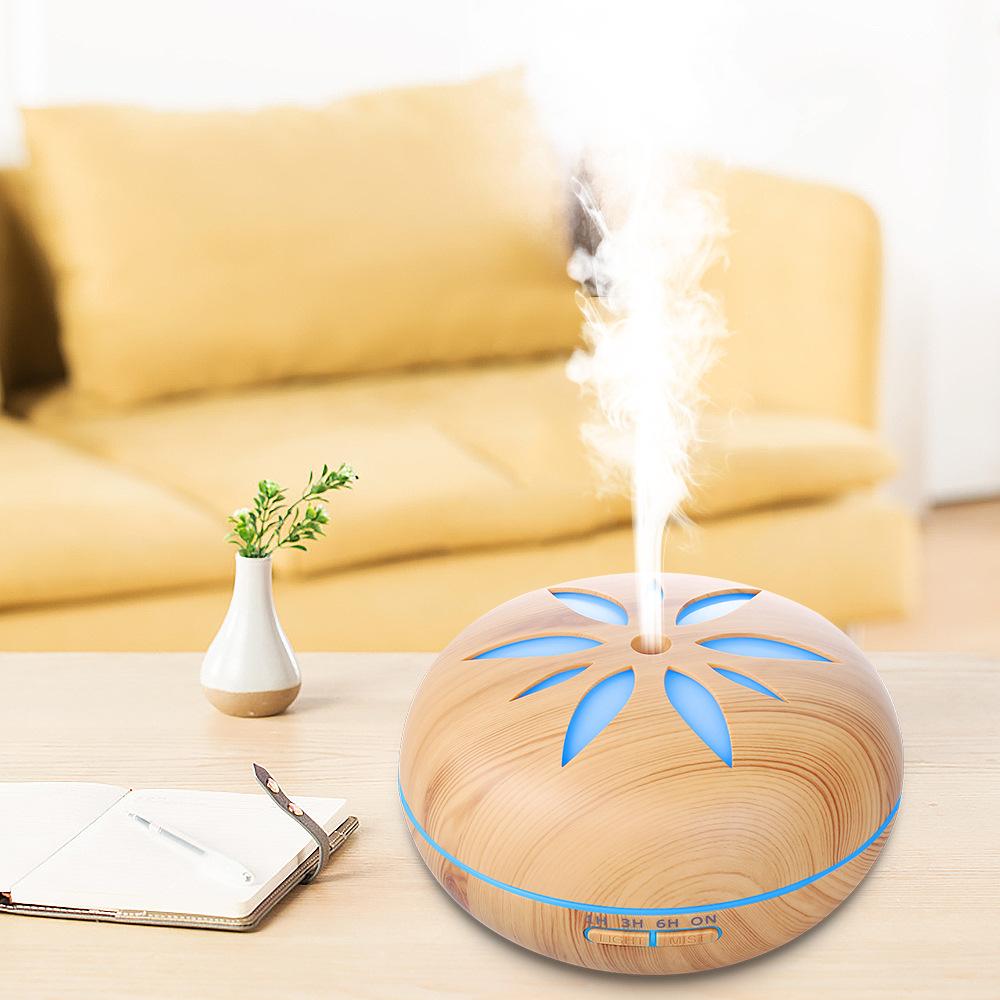 500Ml Sáng Tạo Cánh Hoa Máy Phun Sương Tạo Độ Ẩm 12W Siêu Âm Hương Thơm Khuếch Tán Hộ Gia Đình Không Khí Led 7 Màu Gradient Hơi