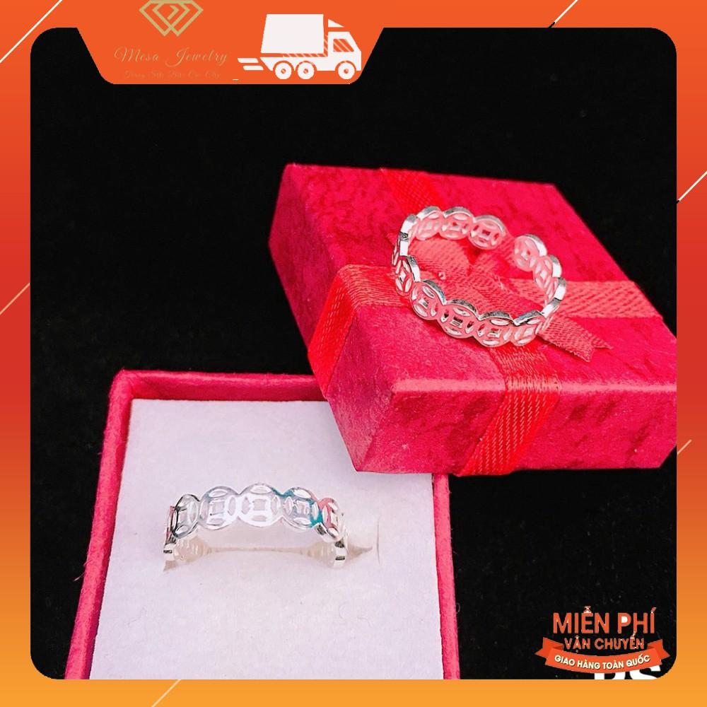 Nhẫn kim tiền hở chất liệu bạc ta