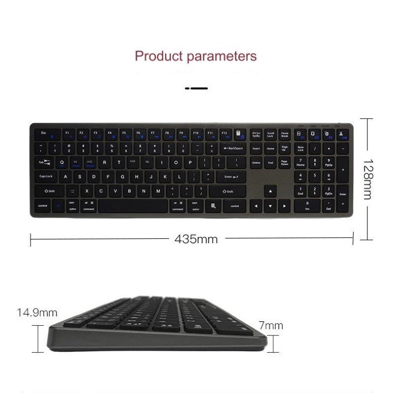 Bàn phím không dây Fullsize H859 pin sạc TypeC đa kết nối bluetooth 5.2 + 3.0 + Usb wireless 2.4G hàng nhập khẩu