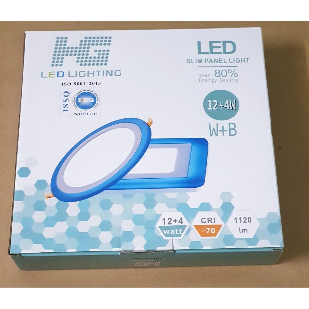 Đèn Led Âm trần tròn16w 2 màu 3 chế độ ánh sáng trắng xanh dương
