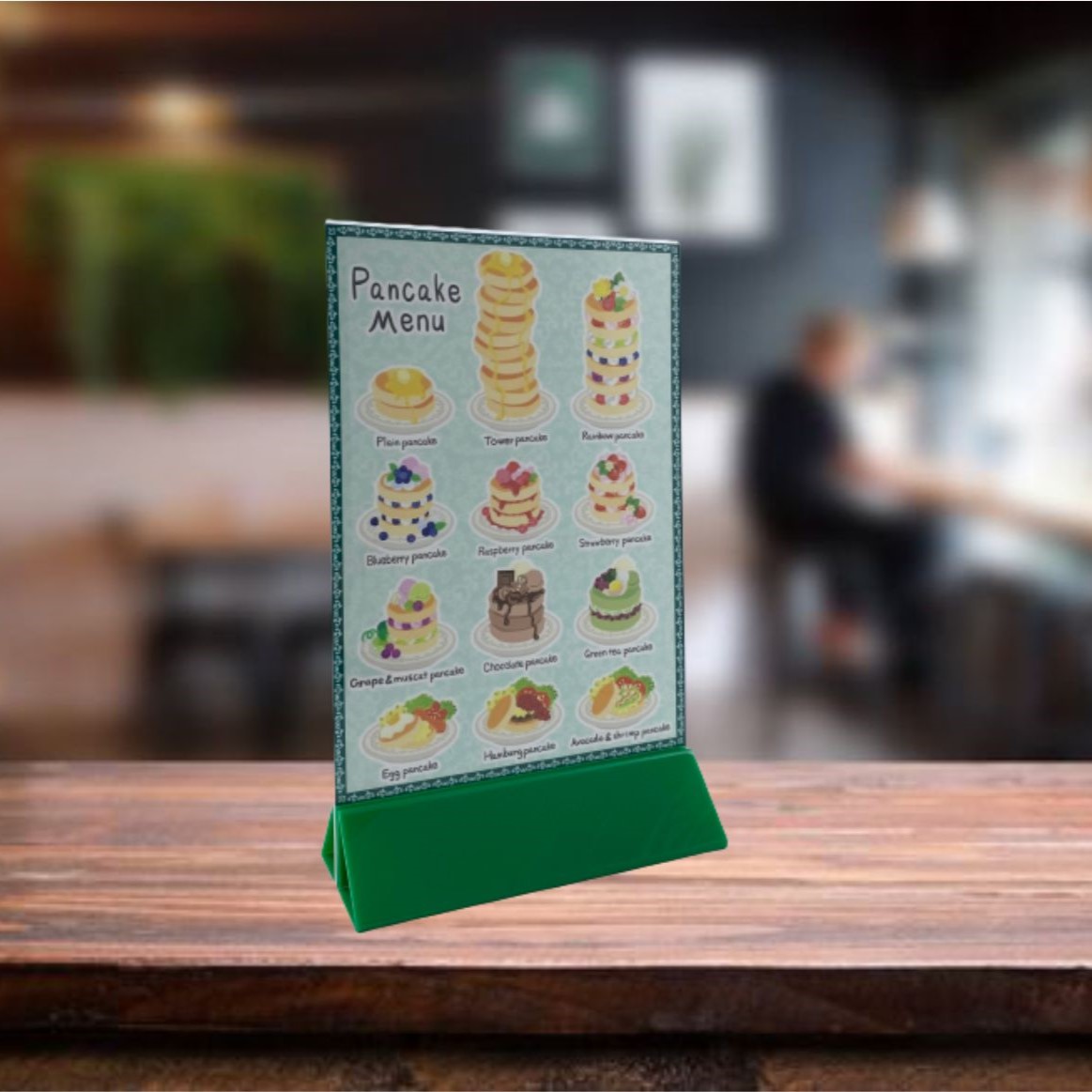 Kệ menu nhà hàng, Standee mica để bàn, Bảng quét mã QR Code, Kệ mica 2 mặt Enter E10-A 100x150mm đế lùa uốn chân chữ A