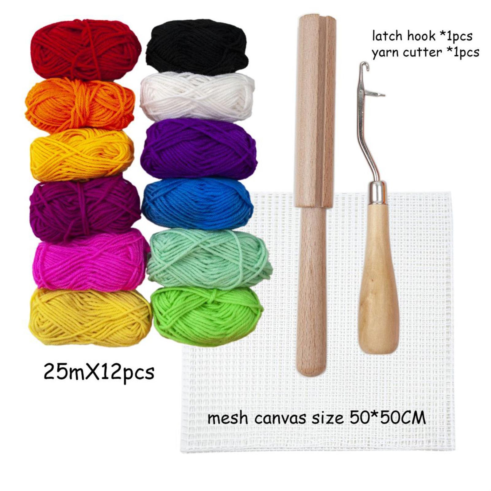Latch Hook Rug Yarn Kits Bent Latch Hook Tool  Craft Supplies DIY Kit