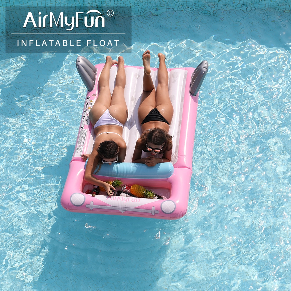 Phao nổi hồ bơi, tắm nắng, chụp ảnh 2 người AirMyFun Inflatable Pink Car Floats