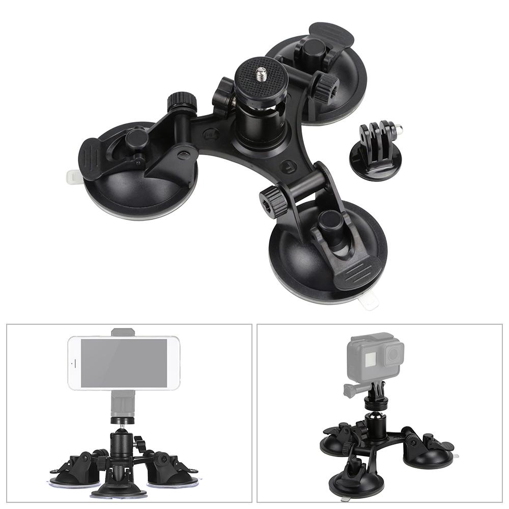 Sports Camera Triple Suction Cup Mount Sucker for GroPro Hero 5/4/3+/3 for Xiaomi Yi with Tripod Mount Adapter Action