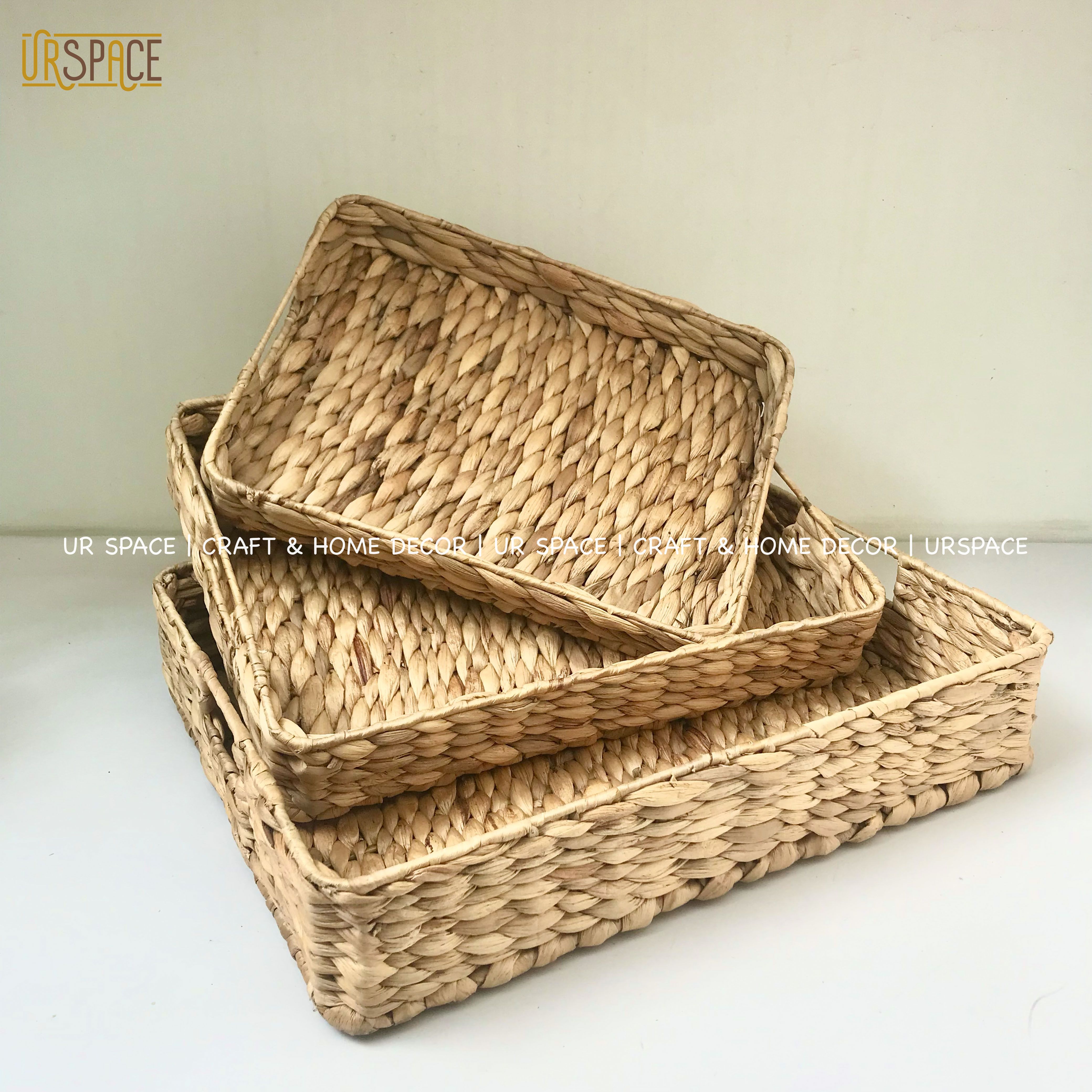 Khay lục bình chữ nhật URSPACE trang trí decor bánh, đựng trái cây / RECTANGLE HYACINTH TRAY