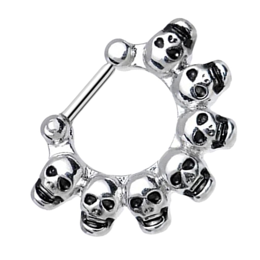 16 Gauge Silver Skull Nose Septum Clicker Nipple Rings Body Piercing Jewelry