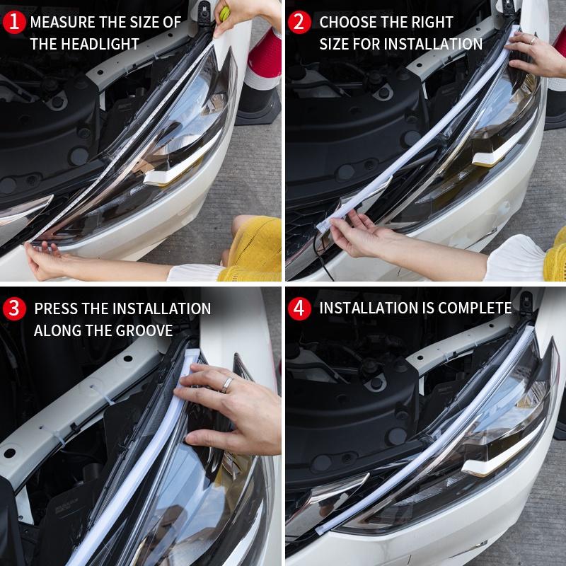2 CÁI không thấm nước Linh hoạt phổ quát Đèn LED ô tô DRL Đèn chạy ban ngày Đèn pha chạy di động Thanh đèn LED Đèn xi nhan phanh