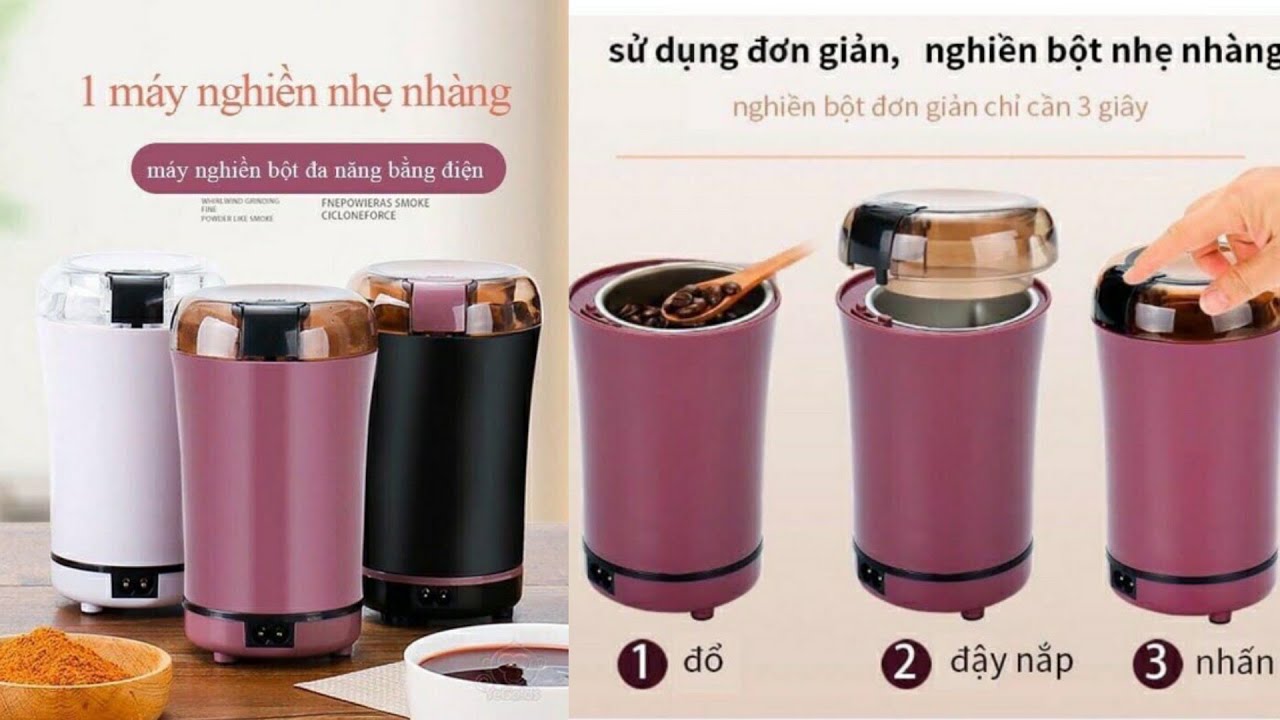 Máy xay tự động hạt khô mini hàng chính hãng siêu tiện lợi HBH