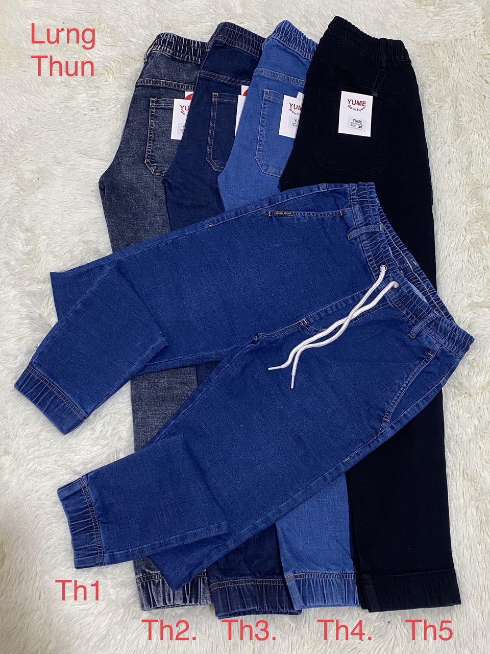 Quần dài jean lưng thun cao cấp có size 30-44 . Vải dày và co giãn