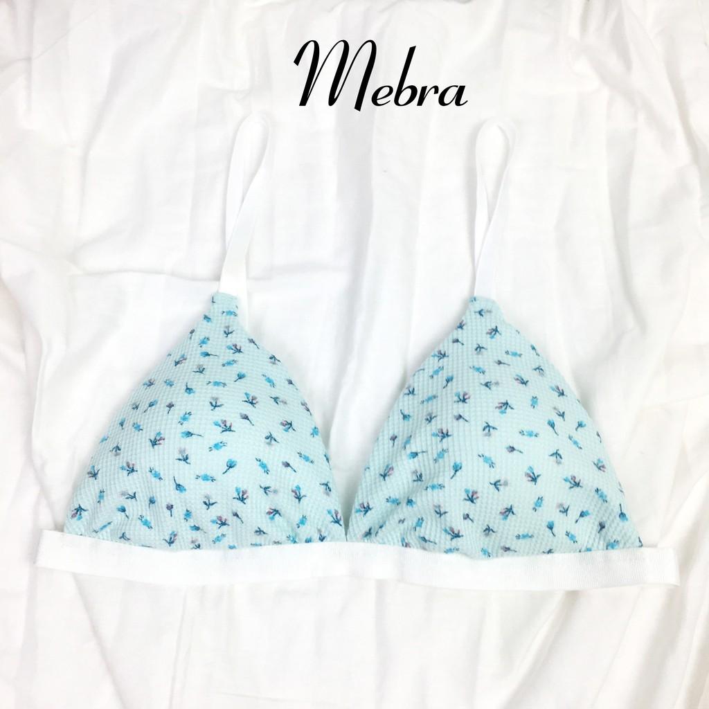Áo lót cotton nữ không gọng có đệm mỏng họa tiết cute, cotton gân thấm hút tốt Mebra