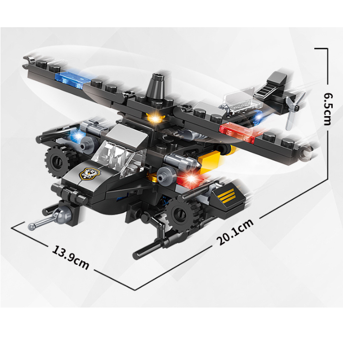 BỘ ĐỒ CHƠI XẾP HÌNH CẢNH SÁT, Lắp Ghép OTO, MÁY BAY, Lắp Ráp ROBOT - 15 TẠO HÌNH