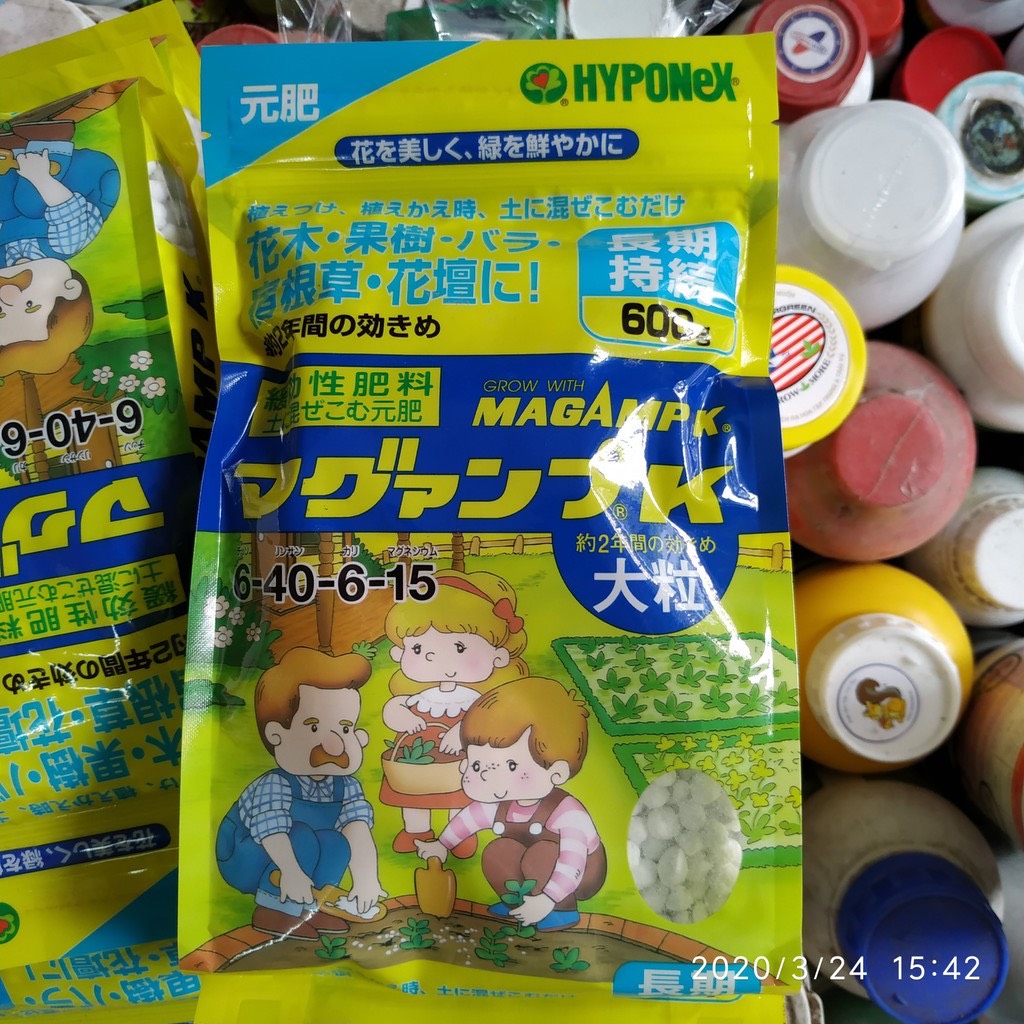 Phân Tan Chậm Nhật Bản MAGAMPK 6-40-6-15 bổ sung dinh dưỡng gói 600g, Phân Chuyên Cho Hoa Hồng ,Lan, Cây Cảnh