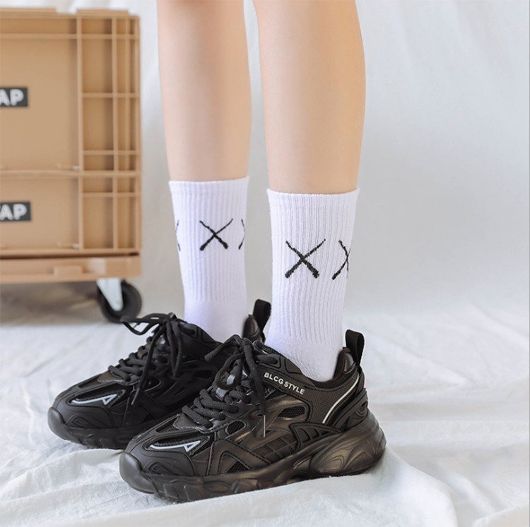 Set 5 Đôi Tất Cao Cổ Unisex Bèo Nhún Gân Tăm Style Thanh Lịch