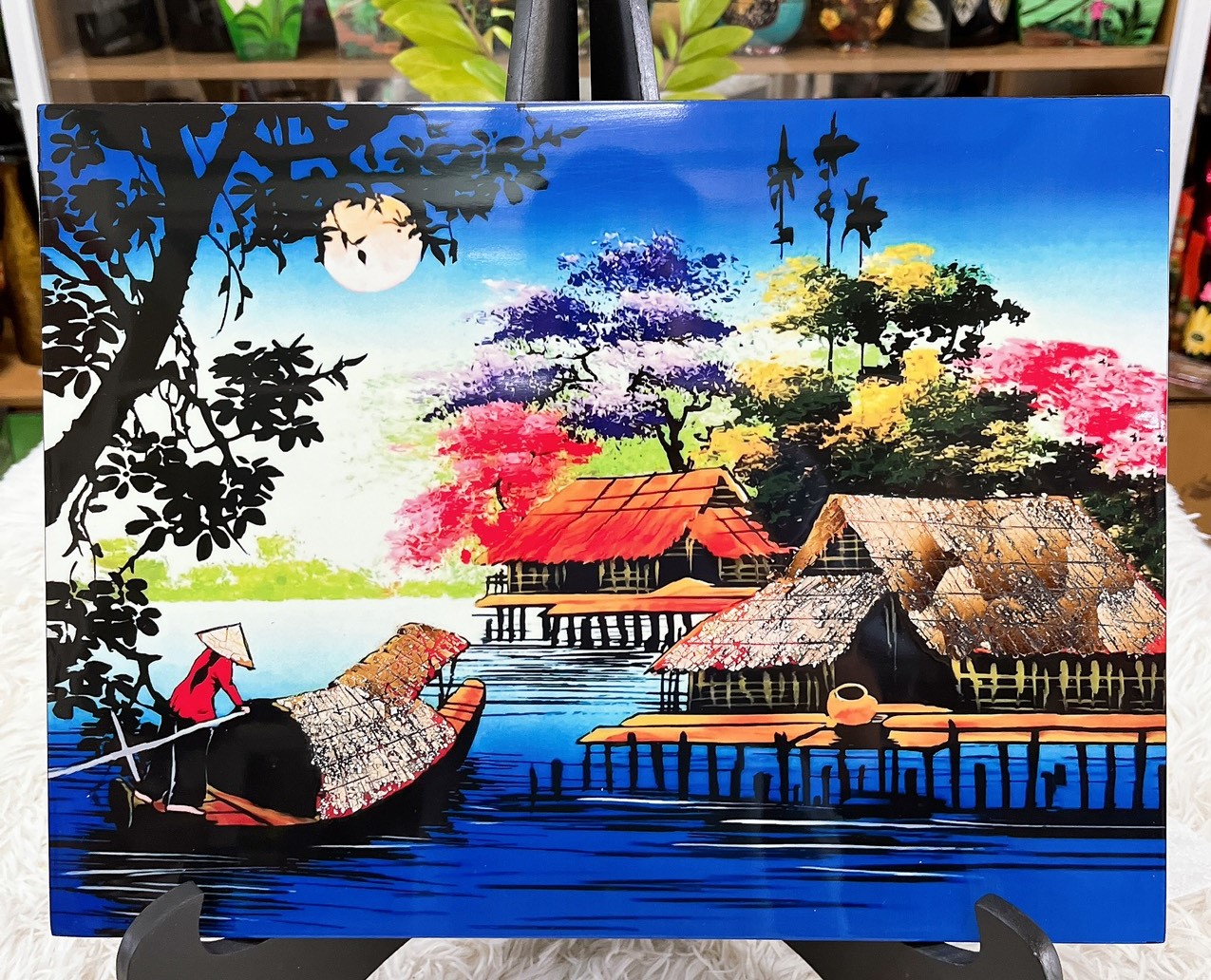 Tranh sơn mài - ĐỒNG QUÊ VIỆT NAM -Hàng xuất khẩu size 30x40 cm