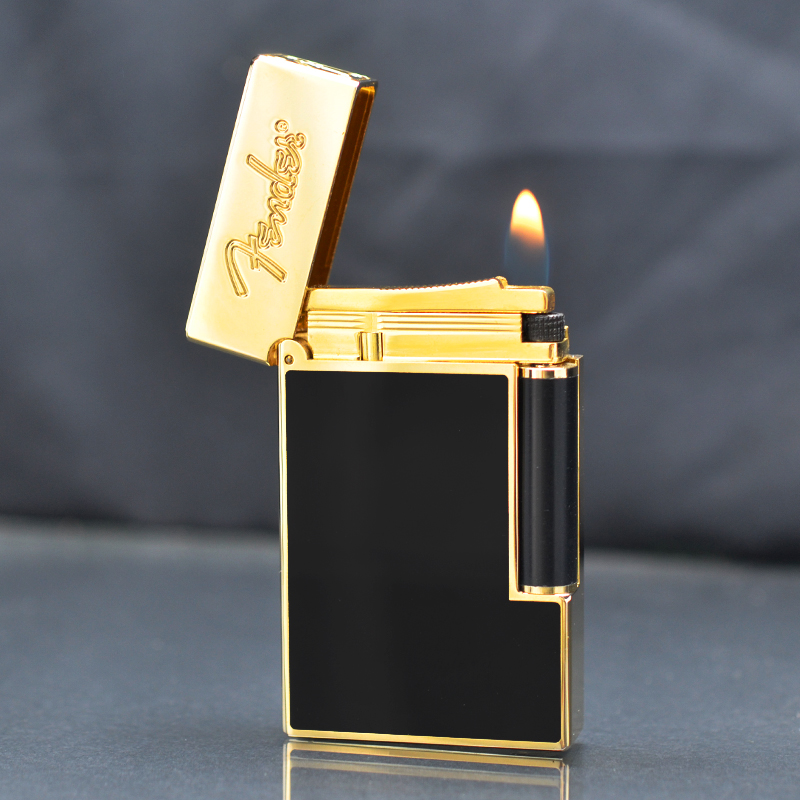 Vỏ Hột Quẹt Bật Lửa Upon Super Cao Cấp Bản Giới Hạn D196V Màu Đen Viền Vàng Đẹp, Độc Lạ - Dùng Gas Đá Cao Cấp