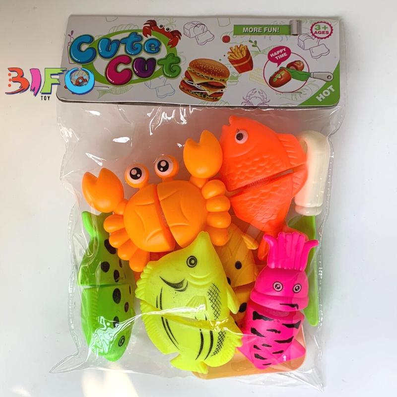 Bộ đồ chơi cắt tôm cua cá nhựa đẹp an toàn cho bé vui chơi
