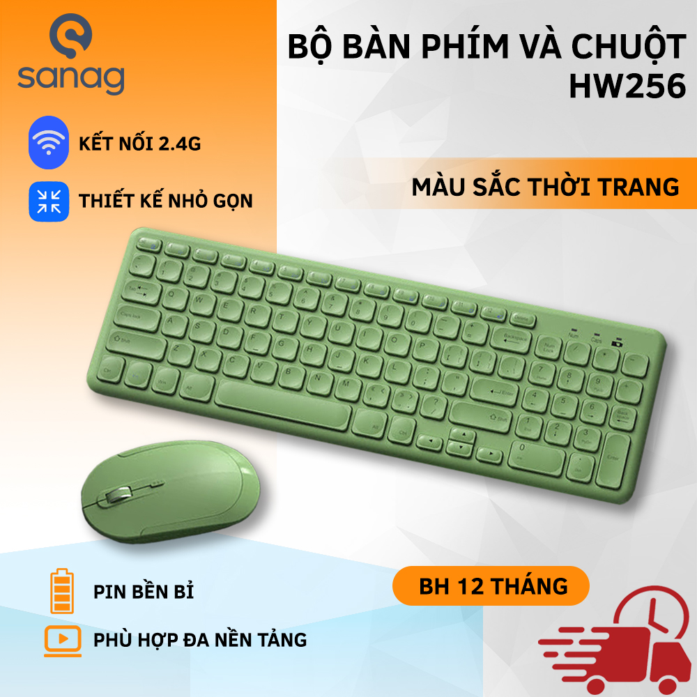 Bộ Bàn Phím Và Chuột Không Dây Sanag Bow HW256 nhiều màu kết nối chuẩn 2.4ghz tương thích máy tính, laptop - Hàng chính hãng