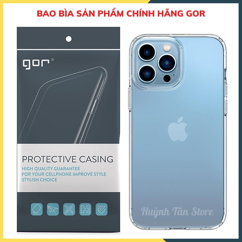 Ốp lưng trong suốt silicon GOR dành cho IPHONE 13 PRO MAX bảo vệ camera dẻo siêu mỏng - Hàng nhập khẩu