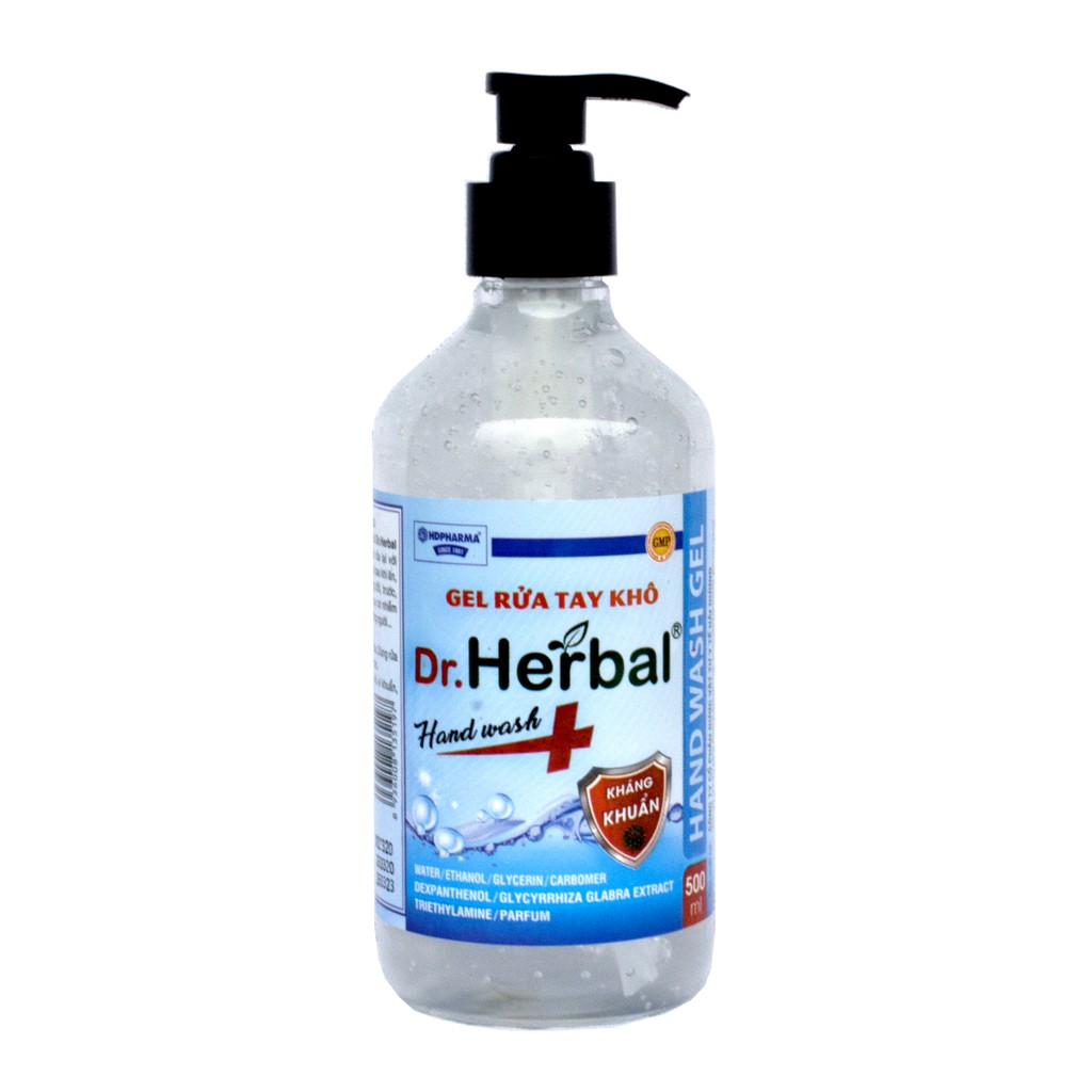 Gel Rửa Tay Khô Dr.Herbal - HDPHARMA - Kháng Khuẩn Mạnh (500 ml) 