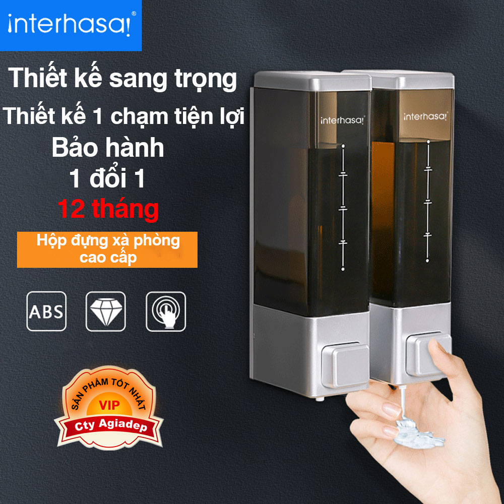 Bộ Hộp đôi đựng dầu gội sữa tắm intehasa + băng siêu dính dán tường không cần khoan