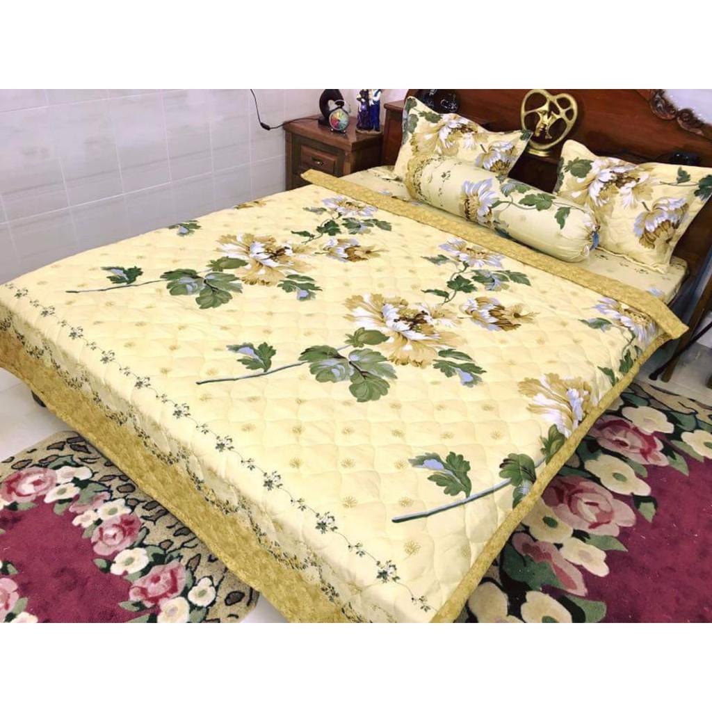 Bộ Chăn Ra cotton 5 món hoa cúc vàng siêu đẹp