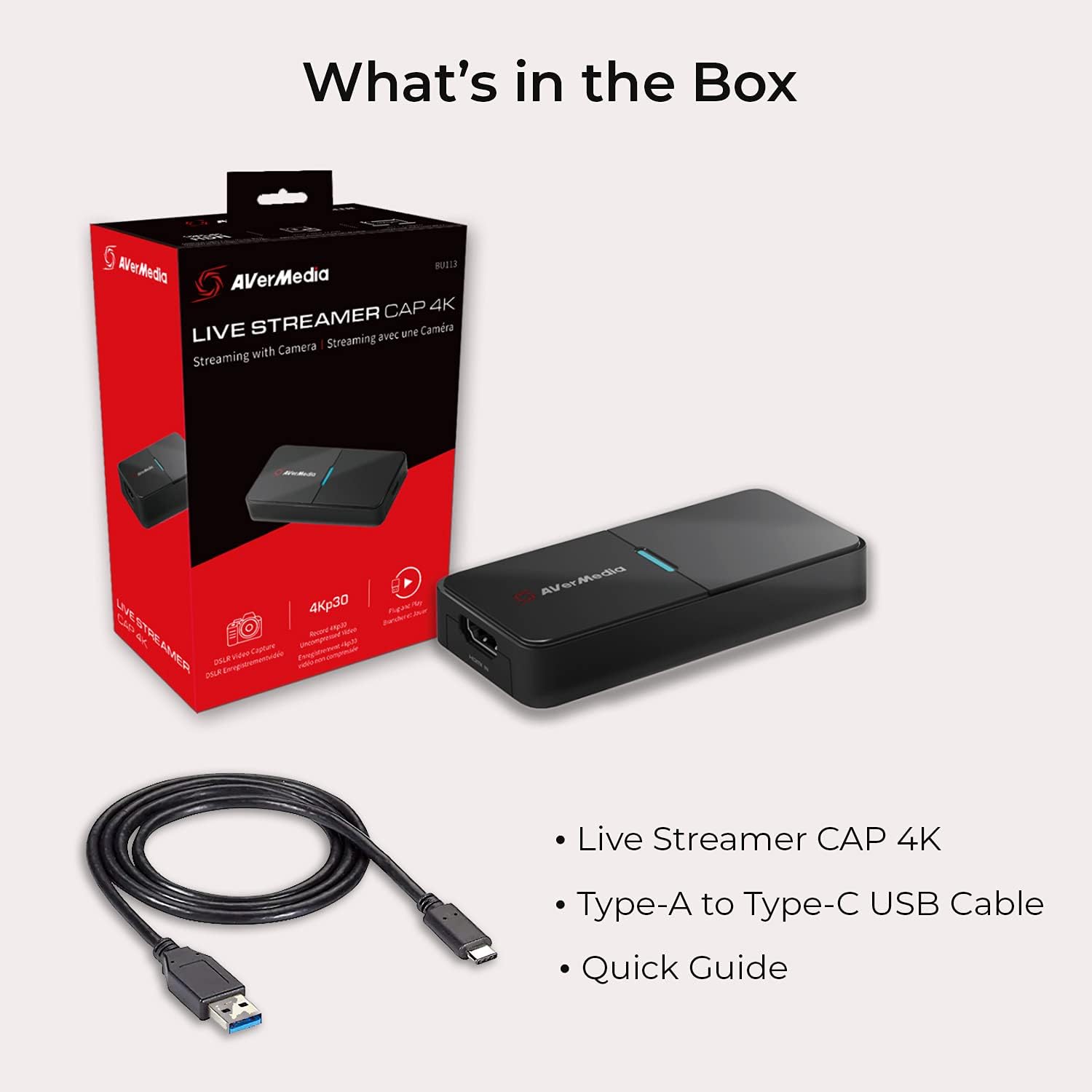 ROGTZ Thiết Bị Ghi Hình Live Streamer Cap 4K AverMedia BU113 - Hàng Nhập Khẩu