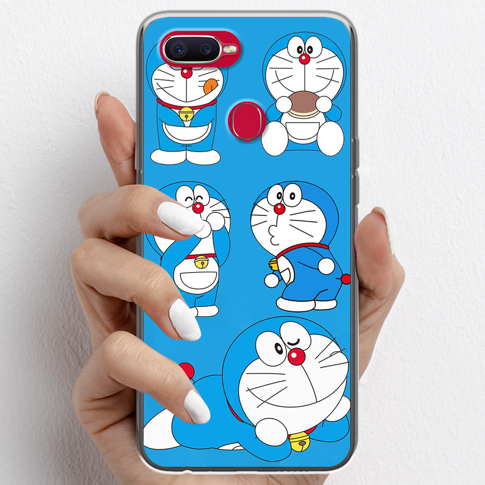 Ốp lưng cho Oppo F9 nhựa TPU mẫu Doraemon ham ăn