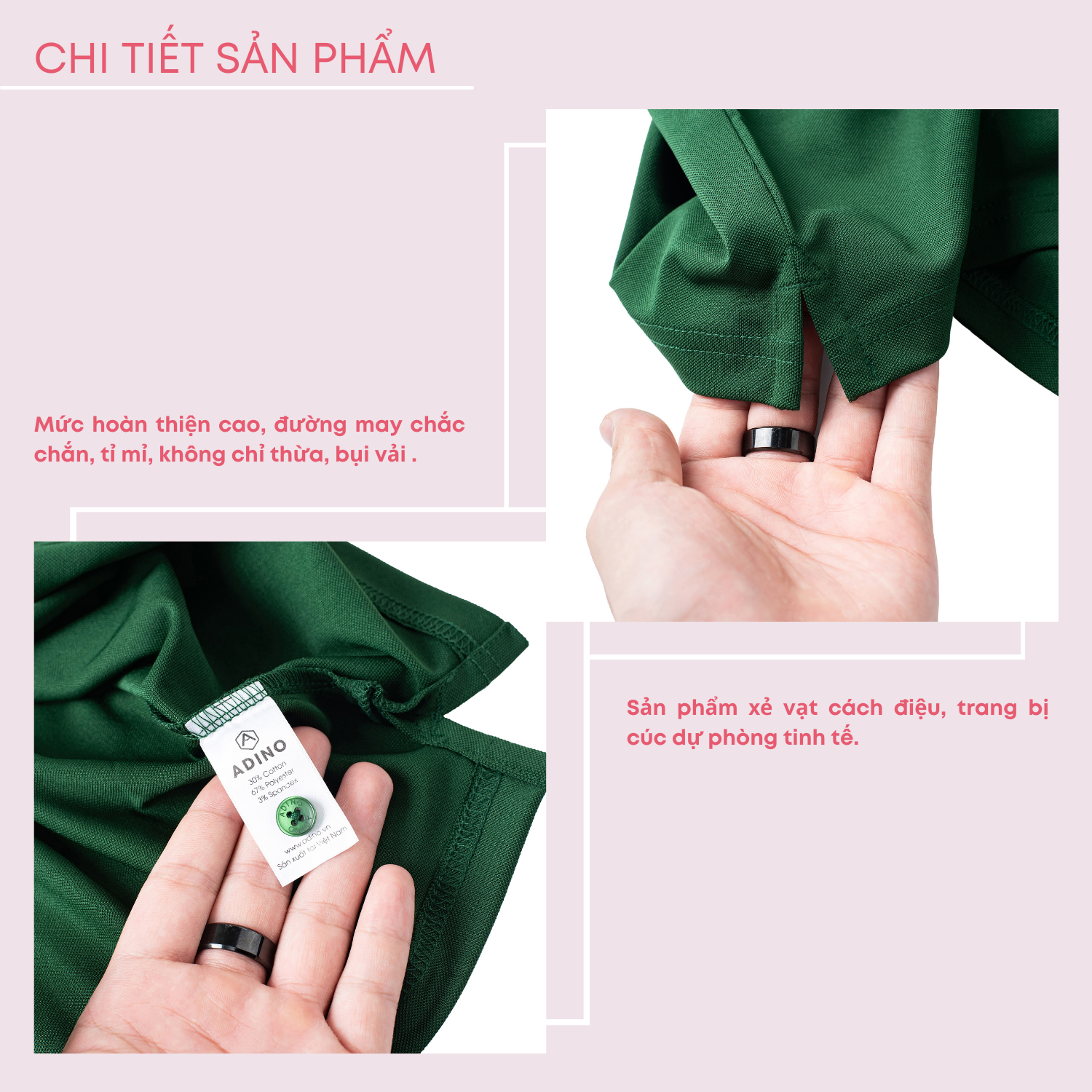 Áo polo nữ màu xanh lá phối viền ADINO vải polyester cotton không bai xù dáng công sở slimfit hơi ôm trẻ trung APN05