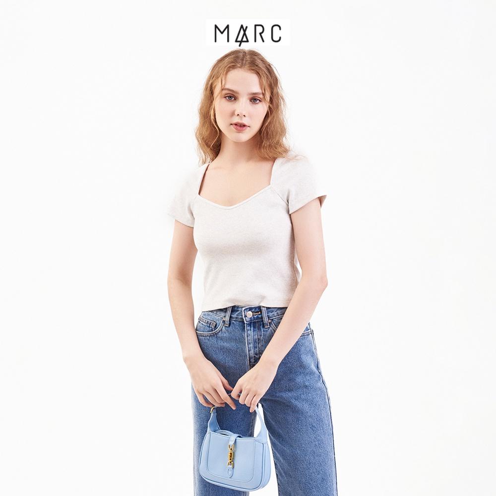 Áo thun nữ MARC FASHION crop cổ vuông tay ngắn FALH061922