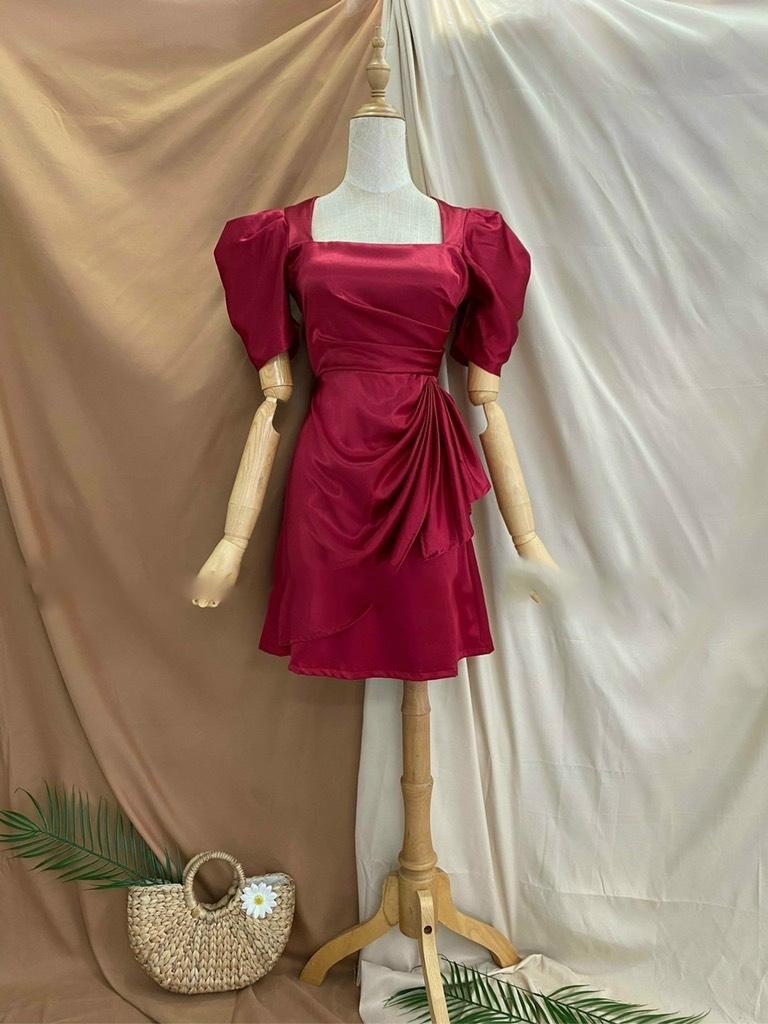 ĐẦM BODY TRẮNG ĐỎ BÈO HÔNG CELON DRESS 12848