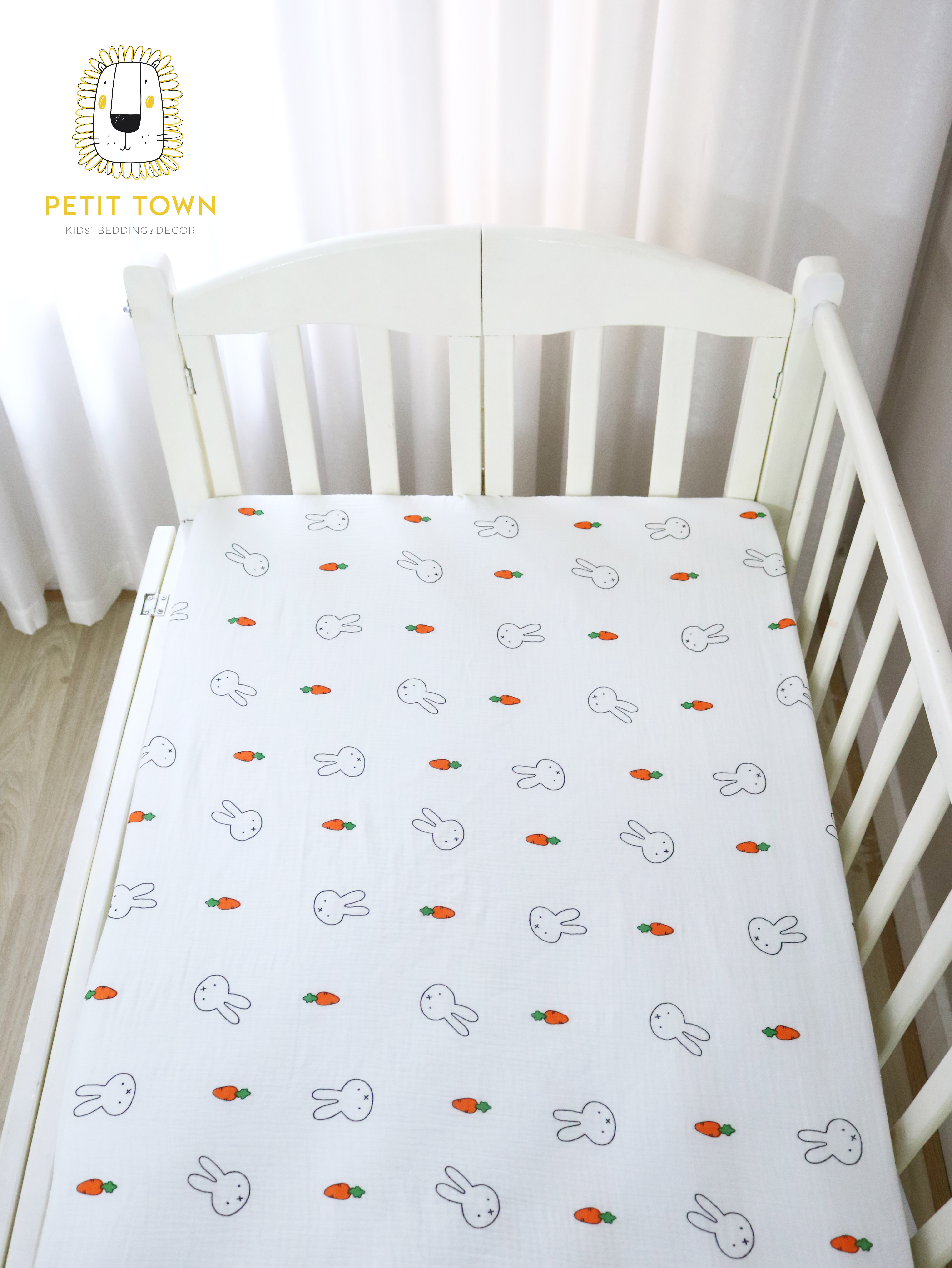 Ga cũi cho bé, ga trải nệm vải xô muslin 100% cotton Petit Town