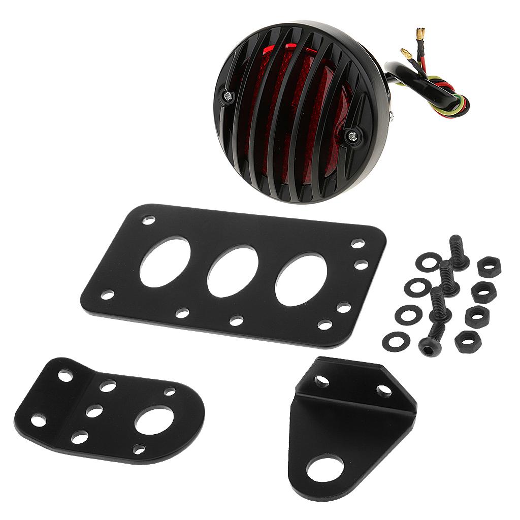 Number License Plate Side Mount Bracket with Rear Tail Brake Light for Universal Motorcycle