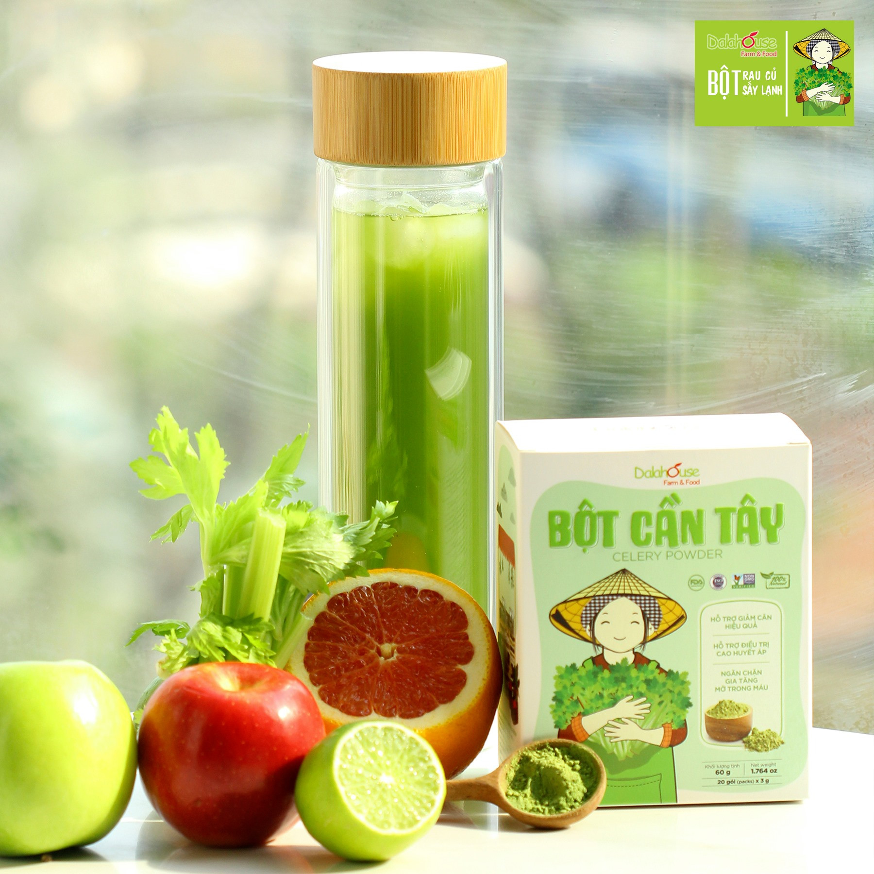 Combo Mẹ &amp; Bé - Bột rau củ dinh dưỡng cho bé Và Bột cần tây cho mẹ Dalahouse - Cung cấp dinh dưỡng xanh cho bé từ rau củ, bột cần tây giúp mẹ dáng thon, khỏe đẹp