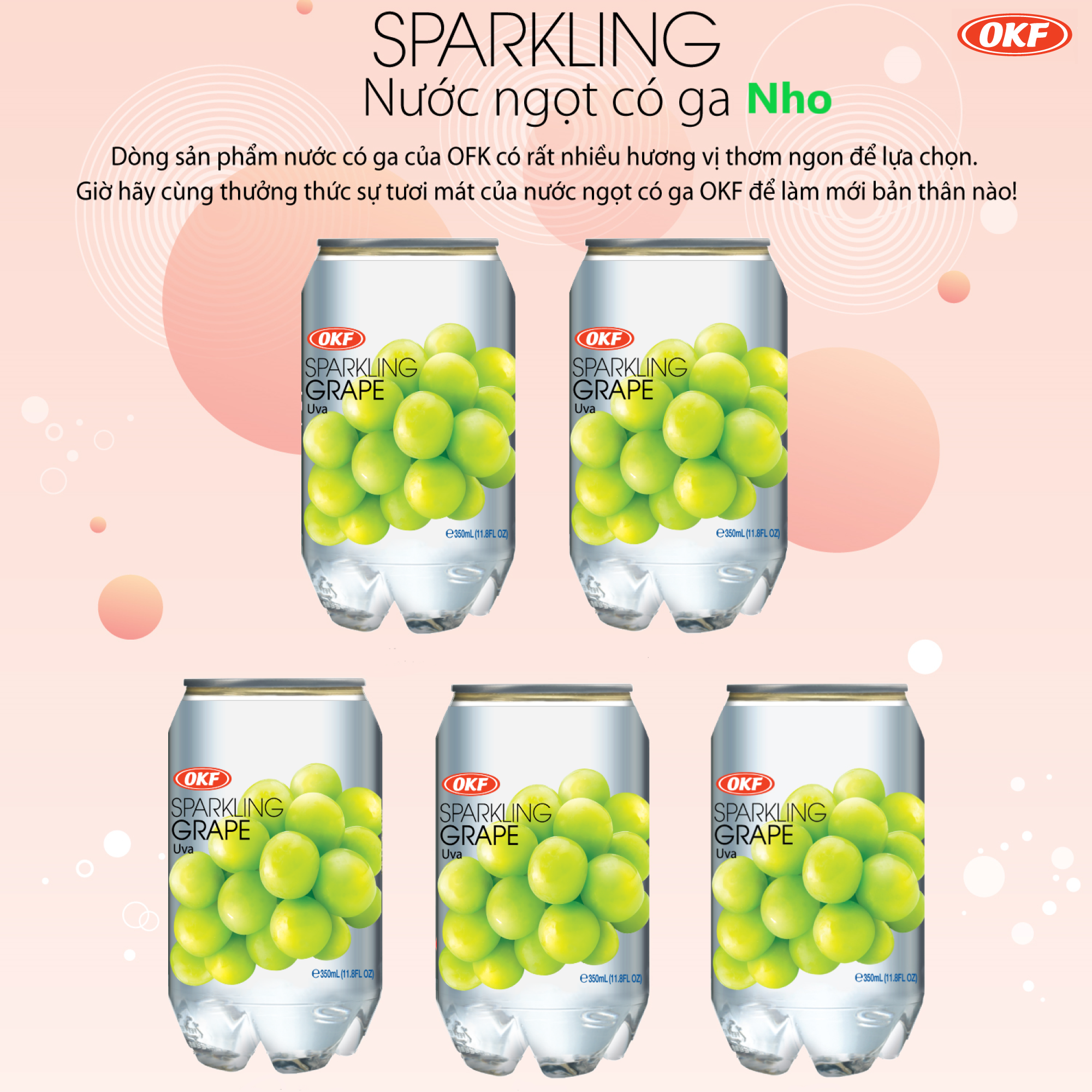 Nước ngọt có ga vị Nho 350ML OKF Hàn Quốc