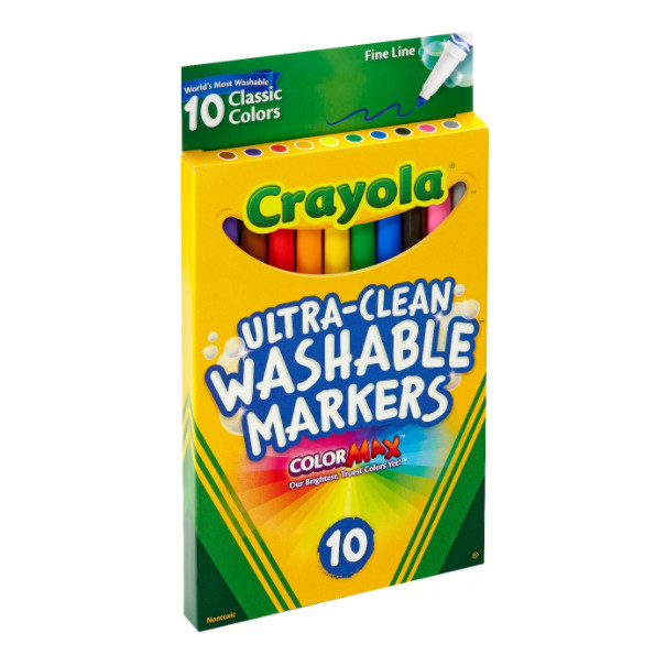 HỘP 10 CÂY BÚT LÔNG CRAYOLA  NÉT MẢNH (RỬA ĐƯỢC)