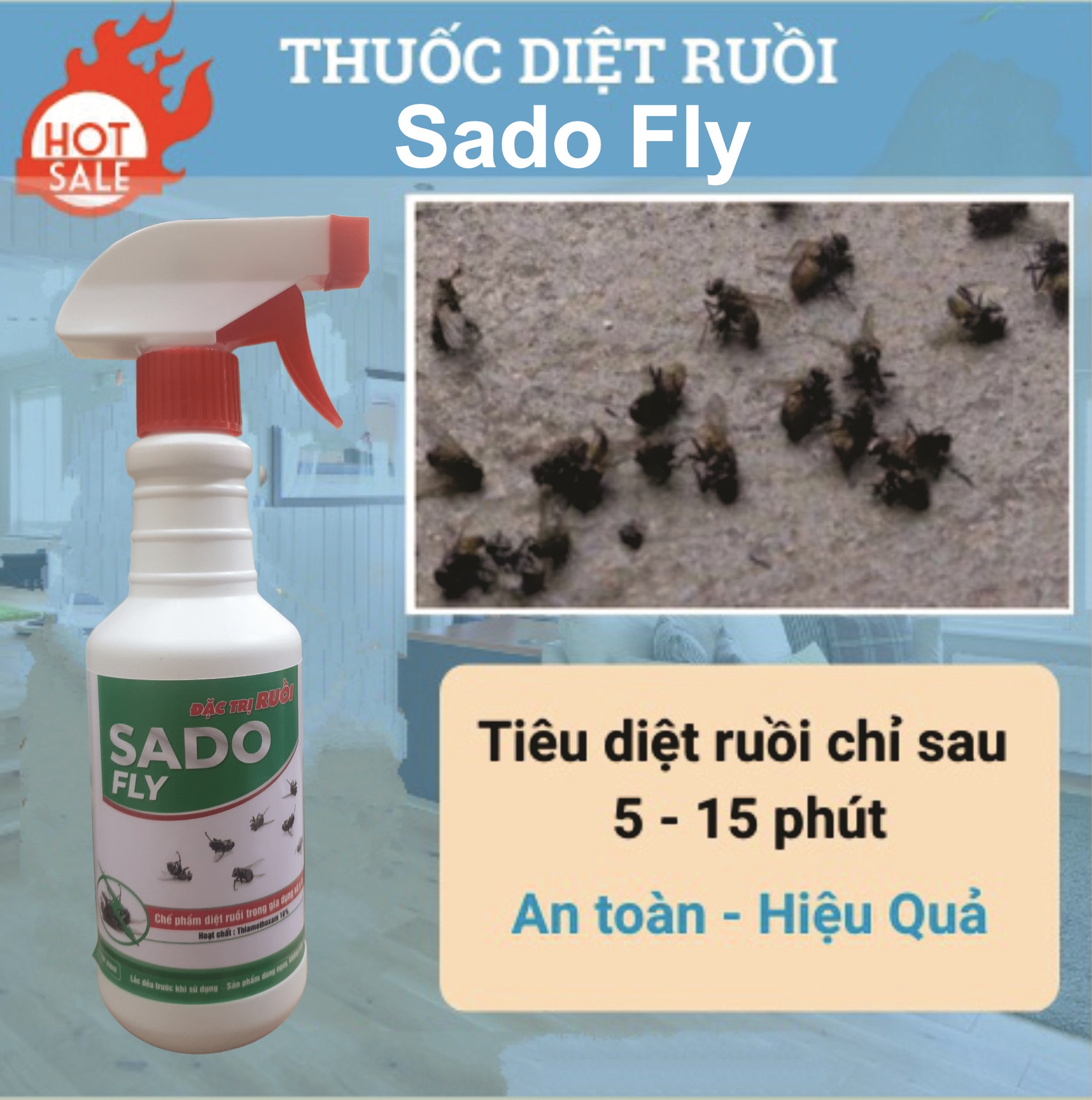 Thuốc Diệt Ruồi Sado Fly - Diệt Tất Cả Các Loại Ruồi - Chai 350ml