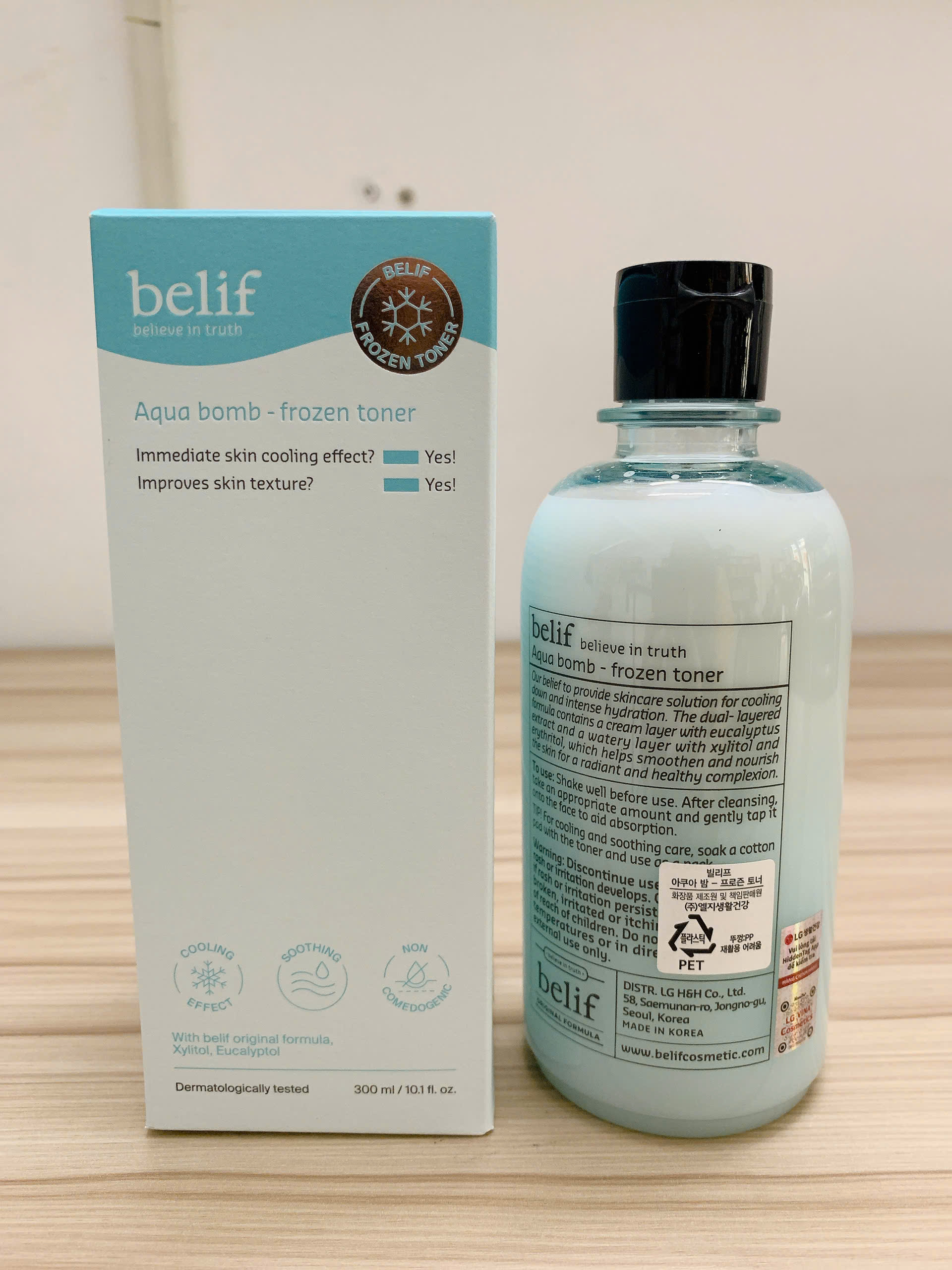 Nước cân bằng làm dịu và thu nhỏ lỗ chân lông cho da nhạy cảm belif Frozen Toner 300ml