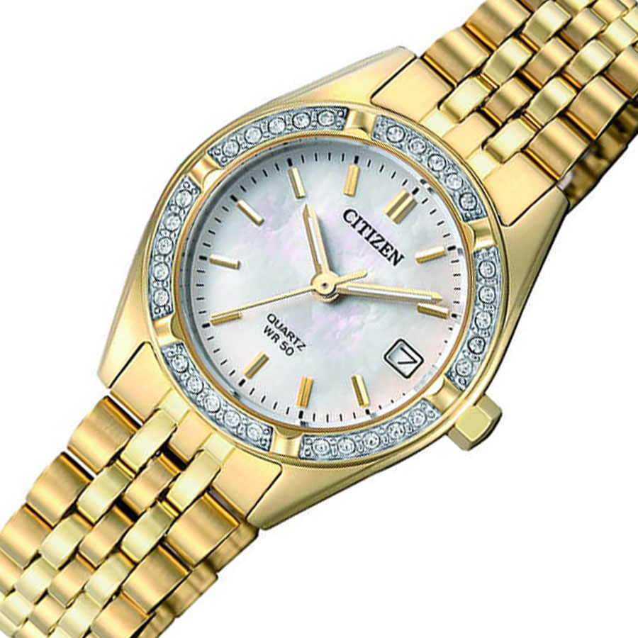 Đồng Hồ Nữ Citizen Pin-Quartz Đính Đá Swarovski Dây Thép Không Gỉ EU6062-50D - Mặt Xà Cừ (26mm)