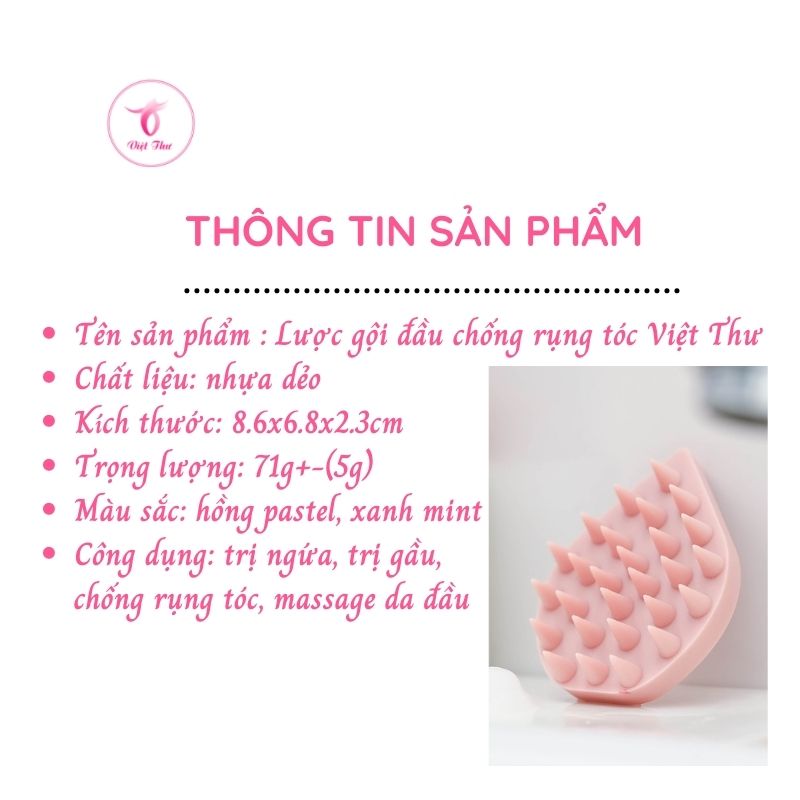 Lược gội đầu, massage đầu silicon cao cấp bảo vệ tóc yếu,  làm sạch tóc và da đầu hiệu quả Việt Thư