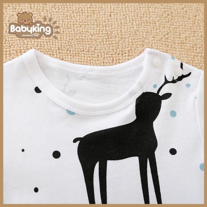 BodySuit giáng sinh noel cho bé,áo liền quần dễ thương dài tay kiểu nai đen cho bé , cotton 100%, Aiueo Nhật.
