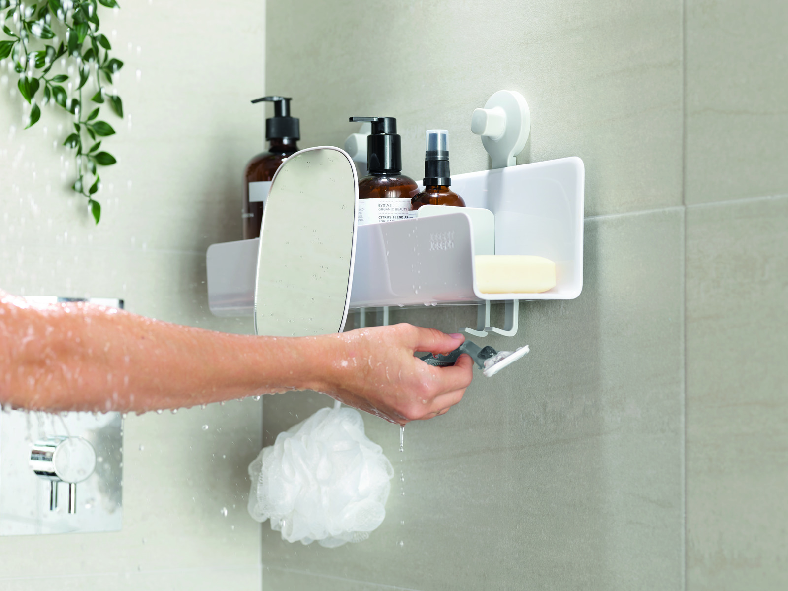 Joseph Joseph - Kệ đựng đồ nhà tắm có gương cao cấp EasyStore Large Shower Shelf with Removable Mirror 002874